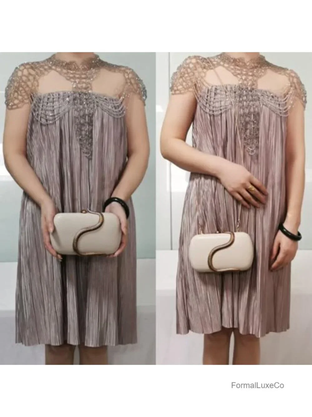 PU Leather Evening Bag Clutch with Removable Chain Crossbody Shoulder